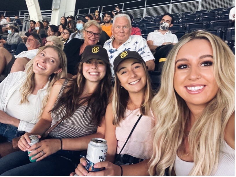 A group of people in a Stadium